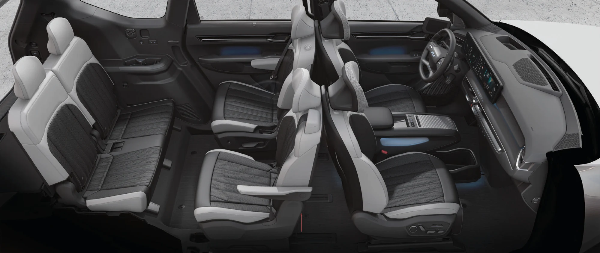 Kia EV9 six-seat cabin