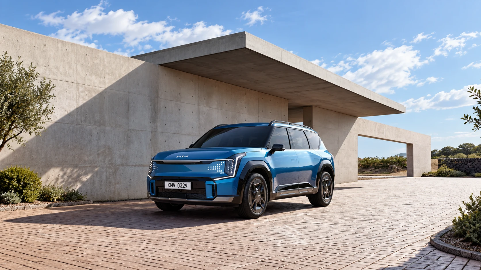Kia EV9 — brochure-derived photograph with edited background